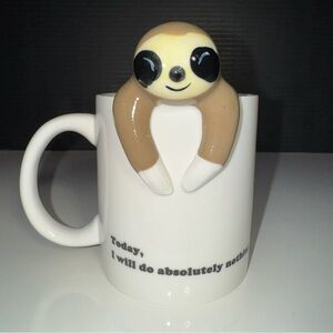 White Mug with Sloth Design “Today, I will do absolutely nothing”